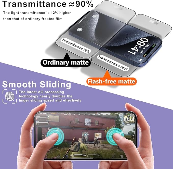 Matte Screen Protector for iPhone Air 6.5-Inch, Auto Dust Removal, 9H Tempered Glass, Full Cover, Anti-Fingerprint, Easy Installation, 2 Pack