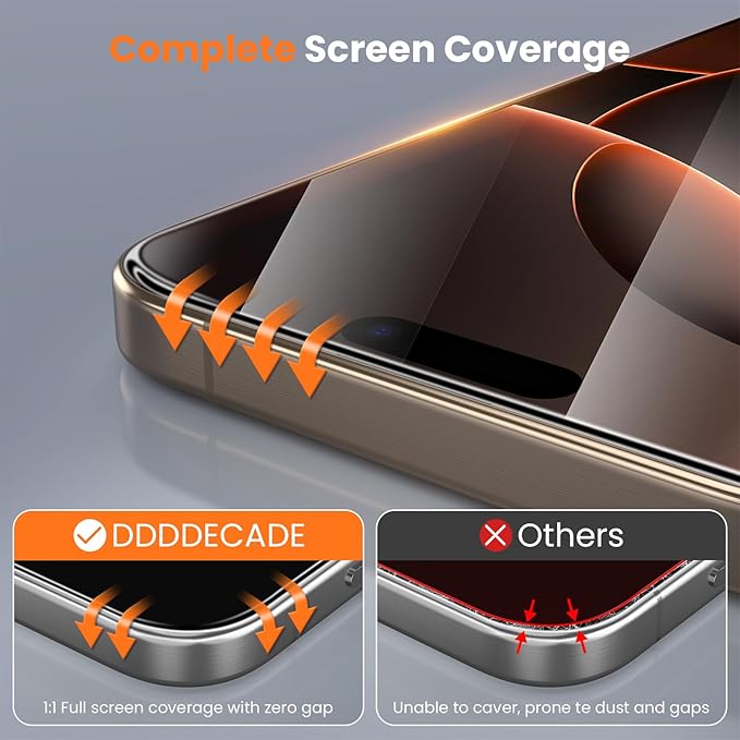 Screen Protector for iPhone 15Plus/16Plus/14Pro Max Military Grade Tempered Glass Auto-Alignment OneTouch Kit Cell Phone Accessories Bubble Free Case Friendly Auto Dust-Removal Easy Install [1 Pack]