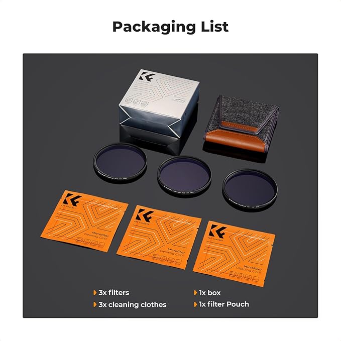 K&F CONCEPT 62mm Star Filters Kit (3pcs) 4 Points 6 Points 8 Points Cross Screen Starburst Filters Set -18 Layer Coating Ultra Slim Optical Glass Camera Lens Filter with 3 Cleaning Cloth