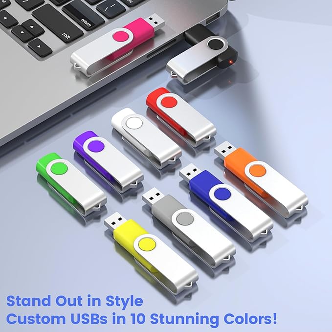 ABLAZE Custom Flash Drive 128MB 100 Pack, Personalized USB Drives Custom USB 2.0 Thumb Drives 100 Pack Memory Stick (Mixcolors)