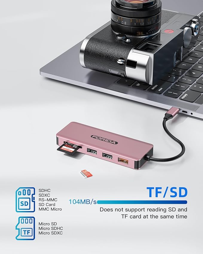 USB C Hub, 7 Ports USB C MultiPort Adapter for MacBook Pro/Air, Type C to HDMI Dongle with 4K HDMI, 1 USB 3.2 Up to 10Gbps, 2 USB 2.0, 100W PD, SD/TF for iPhone 15/16 and Other Type C Devices