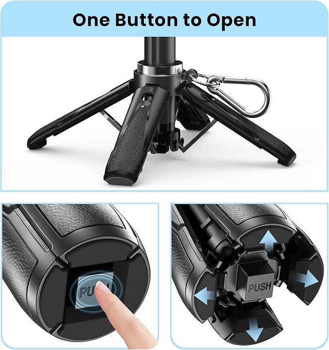 Mini Selfie Stick for iPhone with Remote, 3-in-1 Portable Selfie Tripod with 2 Cold Shoe Mounts, Pocket Size Phone Tripod for Android, Vlog, Video, Livestreaming, Photography (Black) T26
