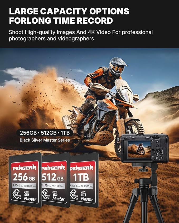 Pergear 256GB CFexpress 4.0 Type A Memory Card VPG200, Up to 1780MB/s Read Speed & 1600MB/s Write Speed for 4K 120P, 8K 30P Video Recording(Master Series), Compatible for Sony Alpha & FX Cameras