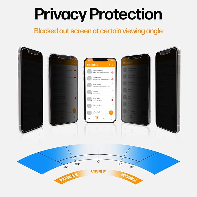 Power Theory Designed for iPhone 11, iPhone XR Privacy Screen Protector Tempered Glass Anti Spy protection [9H Hardness], Easy Install Kit, 99% HD Bubble Free Case Friendly, 2 Pack