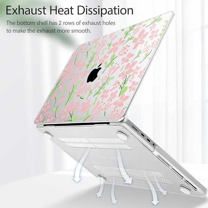 Tuiklol for MacBook Pro 14 Inch Case 2024-2021 Release M4 A3112 A3401 A3185/M3 A2918 A2992/M2 A2779/M1 A2442 Pro/Max,Hard Shell Case with Keyboard Cover & Screen Protector for Touch ID,Unique Flower