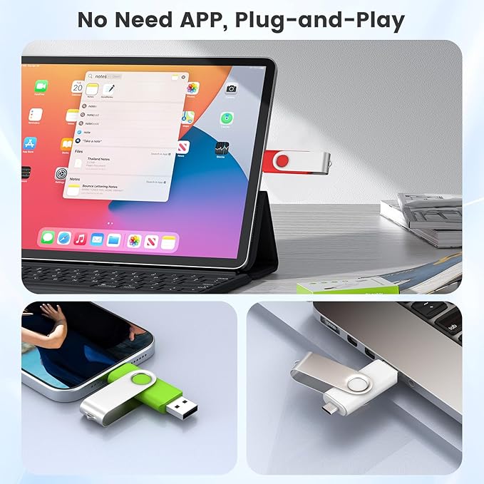 Customizable 8GB Flash Drive 10 Pack, ABLAZE Dual USB 2.0+ Type C Thumb Drives with Logo Personalized USB Memory Sticks (Mixed Colors)