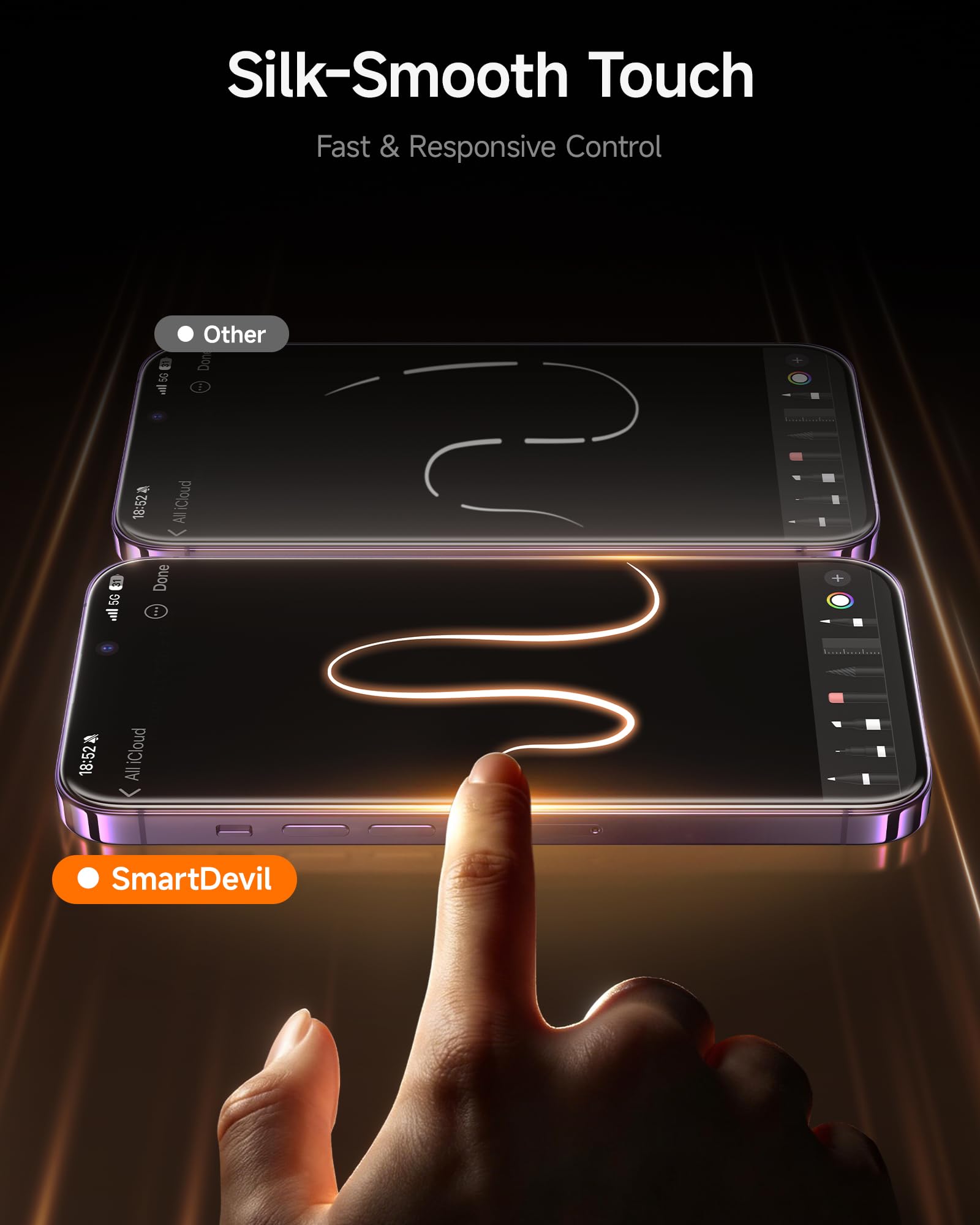 SMARTDEVIL 2 Pack for iPhone 14 Pro Screen Protector, 9H Hardness Military Grade Shatterproof, HD Clear Tempered Glass with Auto Dust-Elimination, Bubble Free, Easy Installation, Case Friendly