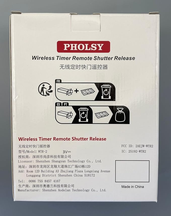 PHOLSY Wireless Timer Remote Release Control with Intervalometer and HDR for Olympus E-M1, E-M5 II, E-M5, E-M10 II, PL8, PL7; for Panasonic S5, S1H, S1RM, S1, G95, G91, G90, G9, FZ10002, GH5, GH6