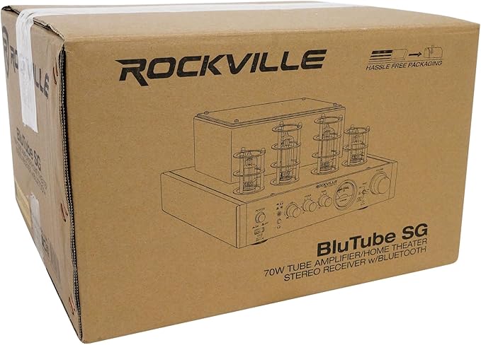 Rockville BluTube SG 70W Home Theater Tube Amplifier Stereo Receiver, Bluetooth, USB/RCA/Optical/Coaxial Inputs, 35W x 2 RMS @ 4 Ohm, for Music and Movies