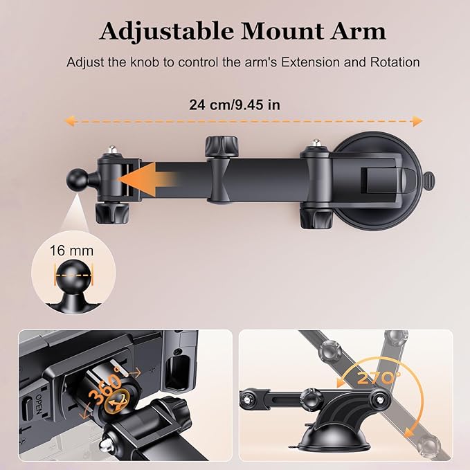OHLPRO Tablet Holder for Car Dashboard [Suction Cup Mount] Windshield Wall Desk, Adjustable Stand for 5-13" iPad mini Air Pro Galaxy Tab S9 Phone - Heavy Duty Truck Accessories