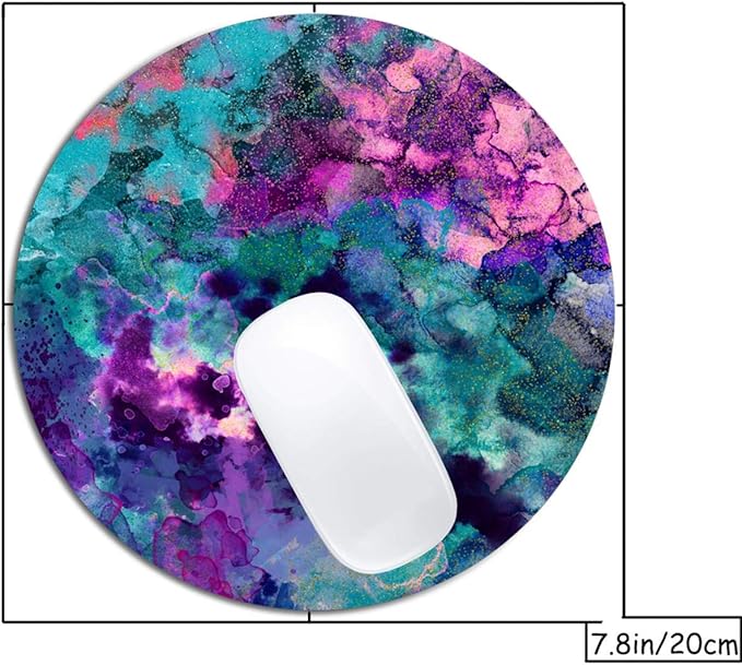 Inky Watercolor Painting Mouse Pad Round Non-Slip Rubber Mousepad Laptop Office Computer Decor Cute Desk Accessories Customized Design Mouse Pad