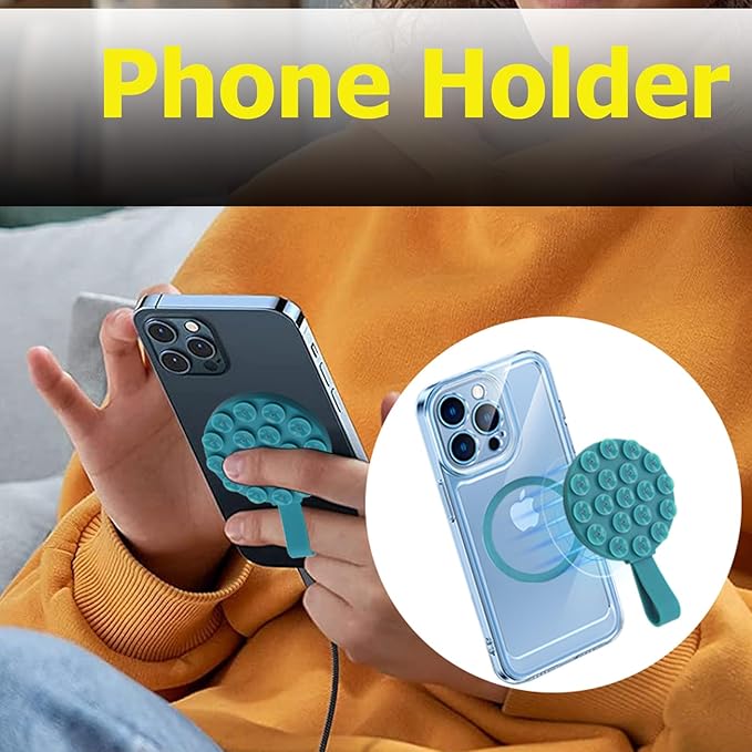 Magnetic Suction Cup Phone Mount, Silicone Suction Stand Holder, Compatible with iPhone MagSafe Phone Case, Hands-Free Mirror Shower Phone Holder Accessory for TikTok Videos, Rose Red