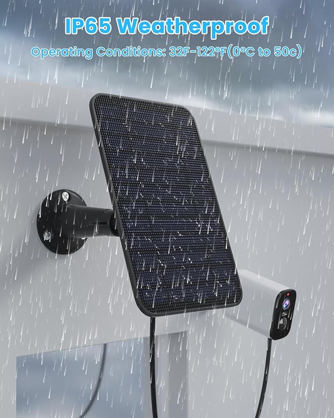 5W Solar Panel Charger Compatible with Blink Outdoor/Outdoor(3rd Gen)/XT XT2 Camera, Solar Panel for Blink Camera, 13.1ft Charging Cable & Rubber Plug, IP65 Weatherproof with Secure Wall Mount, 1 Pack