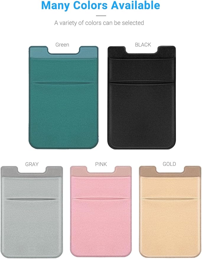 2 Pack Stick On Wallet Sleeve Cell Phone Dual Pocket Card Holder Double Pocket Pouch for iPhone Android Smartphone (2Pack PINK)