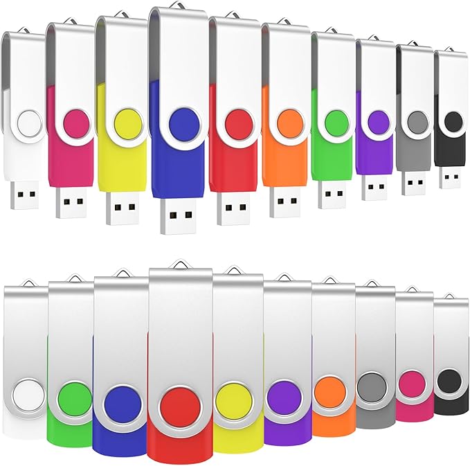 ABLAZE 1GB Flash Drives 500 Pack, USB 2.0 Thumb Drives Bulk Swivel Memory Stick Bulk USB 500 Pack Pendrives 1GB (Mixcolors)