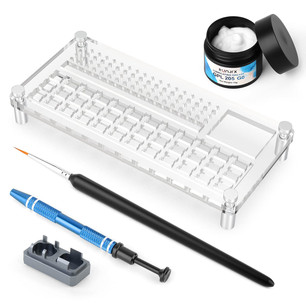 YIMAGUJRX RUNJRX 36 Switches Acrylic Lube Station for Keyboard Switch,GPL 205G0 0.53oz/15g, Switch Opener for MX Cherry Akko Panda Kailh Switch Tester,Switch Lube Kit for Gaming Keyboard