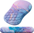 Mouse Pad Wrist Support, Laokiiy 2 in1 Keyboard Wrist Rest+ Ergonomic Mouse Pad, Non-Slip Wrist Rest for Computer Keyboard, Made Easy Typing & Relieve Wrist Pain(Blue Pink Marble)
