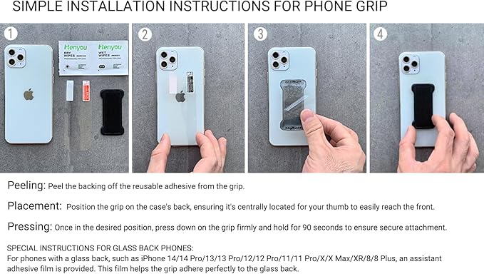 Phone Grip Holder for Hand, Universal Finger Strap Phone Holder, Finger Selfie Grip Compatible with Most Smartphones (Gary) - 2Pack