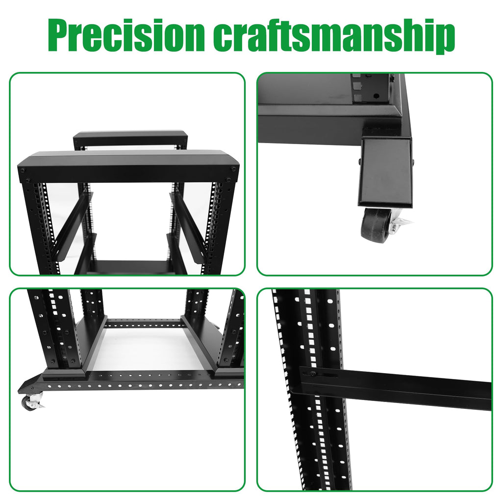 GlobalRack 27U Open Frame Rack on Wheels,Depth 15.75" Mobile IT Cabinet