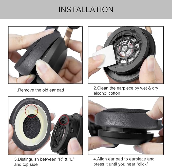 Ear Pads Replacement for Jabra Elite 45h - Cooling Gel Cushions for Evolve2 65 40 MS UC USB Wireless On-Ear Headphones with Memory Foam (Black)