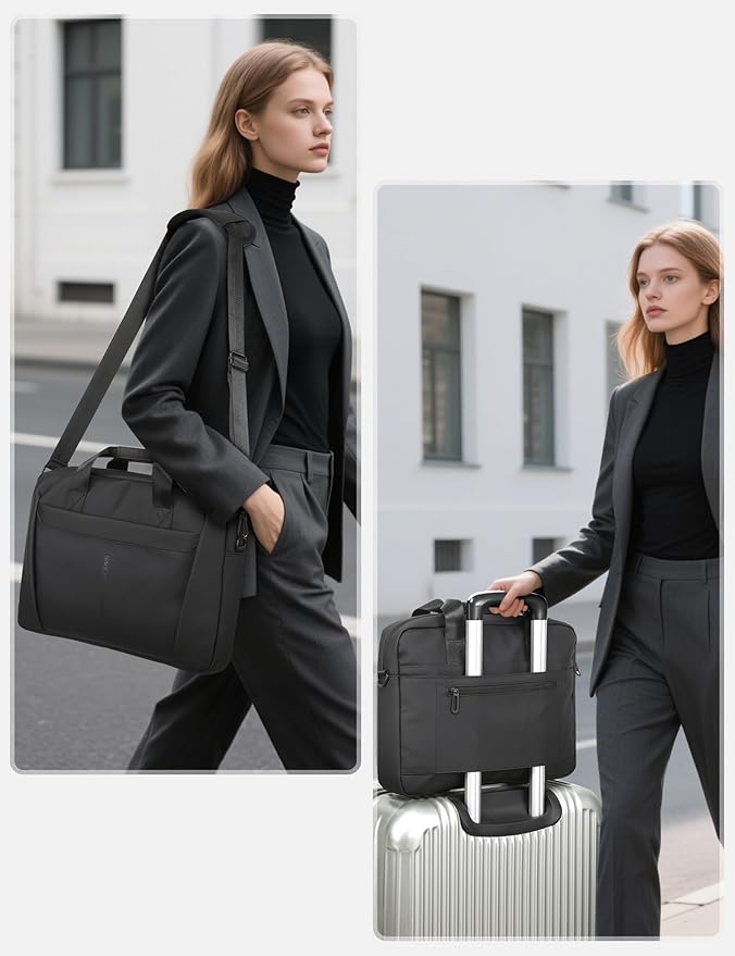 13-14 Inch Laptop Shoulder Bag Business Briefcase Water Resistant Computer Messenger Bags Compatible with MacBook Pro 14, MacBook Air 13 M4, HP, Dell, ASUS Notebook, Black