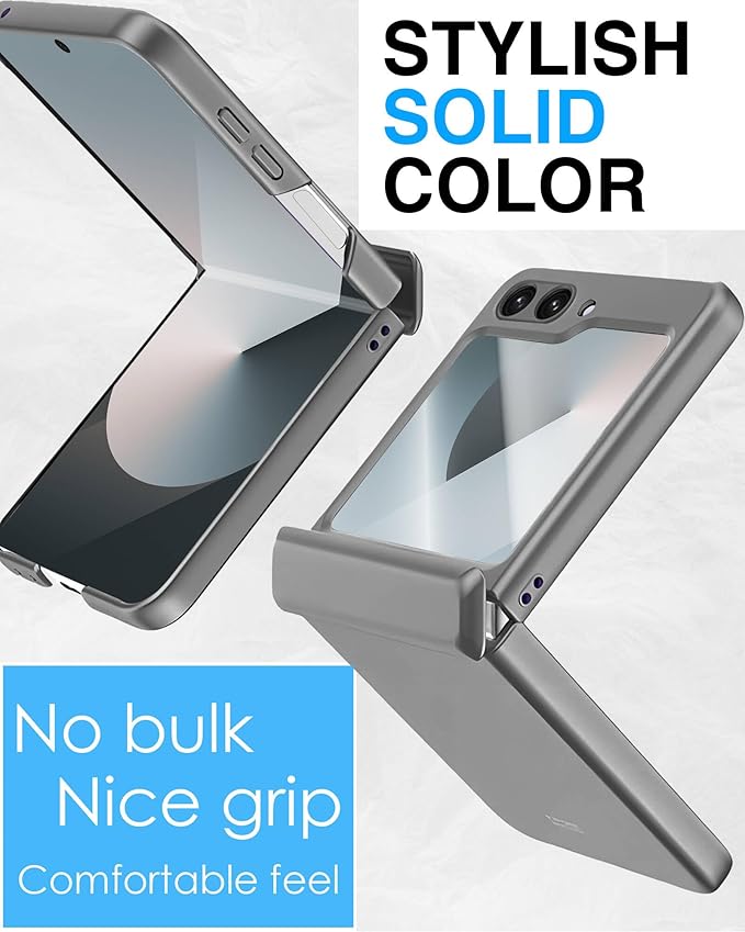 STORMTAL for Samsung Galaxy Z Flip 6 Case/Z Flip 7 FE Case, Hinge Protection, Built-in Screen Protector, Wireless Charging, Slim Rugged Phone Protective Case for Galaxy Z Flip 6 Gray