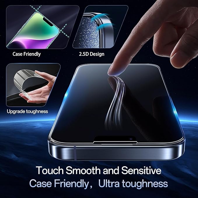 Screen Protector for iPhone 13 Pro Max/14 Plus [6.7 Inch], Colorless Anti-Blue Light Tempered Glass Films, HD Clear, 9H Hardness, No Bubbles, Case Friendly,2 pcs