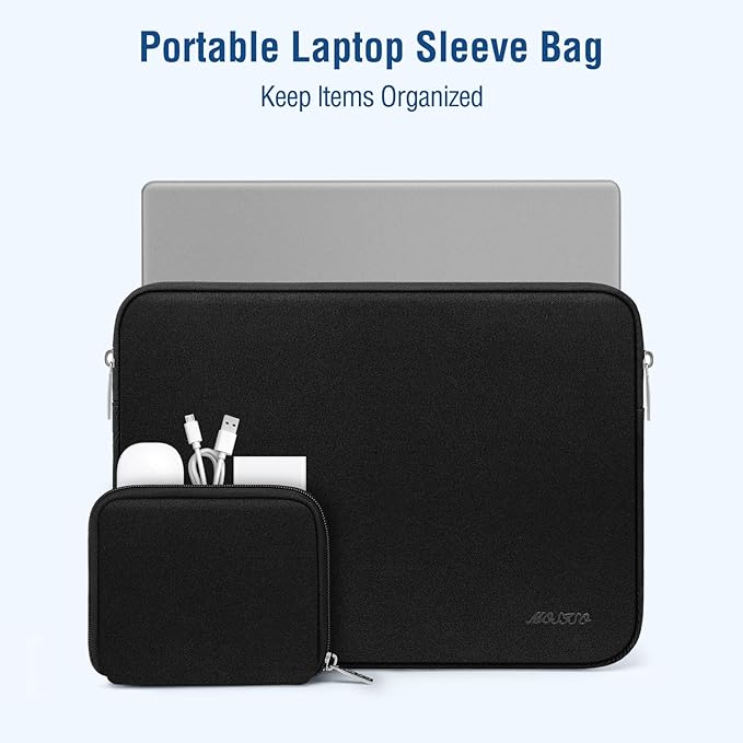 MOSISO Laptop Case 16 inch, 15-15.6 inch Laptop Sleeve Bag Compatible with MacBook Pro 16 inch, HP, Acer, Dell, Lenovo, ASUS Notebook, Neoprene Computer Sleeve Bag with Small Case, Black