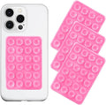 Silicone Suction Phone Case Mount 3 Pack, Silicon Adhesive Suction Cup Phone Mount, Non Slip Sticky Phone Grip for Cellphone, Strong Grip Holder for Selfies and Videos (Pink)