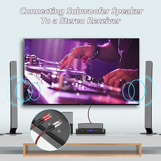 RCA Cable 5Ft,2Rca Male to 2-RCA Male Audio Stereo Subwoofer Cable [Hi-Fi Sound] Nylon-Braided Auxiliary Audio Cord for Home Theater, HDTV, Amplifiers, Hi-Fi Systems,Speakers and etc (5Ft)