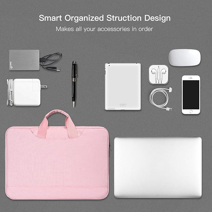 15.6 Inch Laptop Sleeve TSA Case for Women Ladies Bag for Macbook Pro 16" M4 M3 M2 M1, Lenovo Ideapad 15.6", HP Envy/Victus 15.6, Dell Inspiron 15, Acer Aspire/Nitro 15, ASUS MSI Macbook 15 Case, Pink