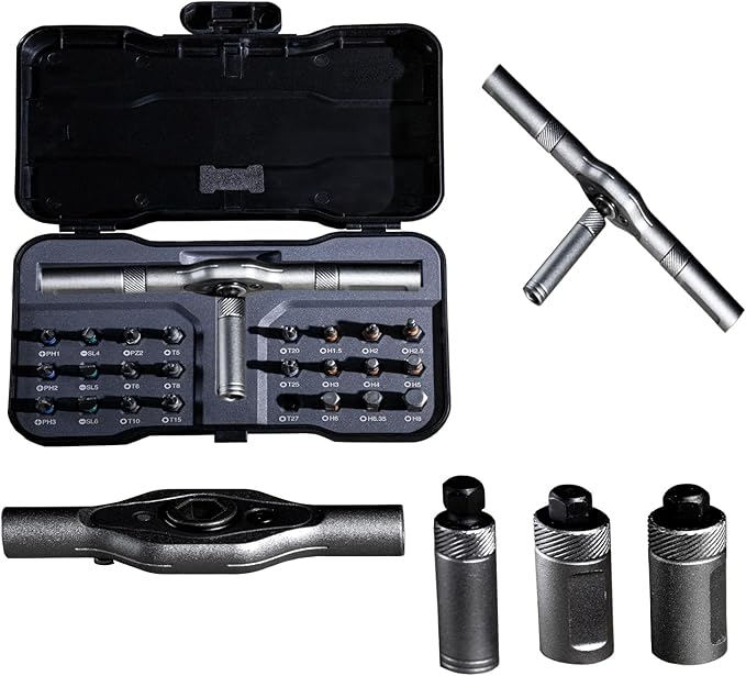 24 in 1 Magnetic Ratchet Screwdriver Set, DIY Mini Multi Bit Magnetic Screwdriver with Detachable Handle and Case for Electronics Repair, Furniture, Computers, Bicycle