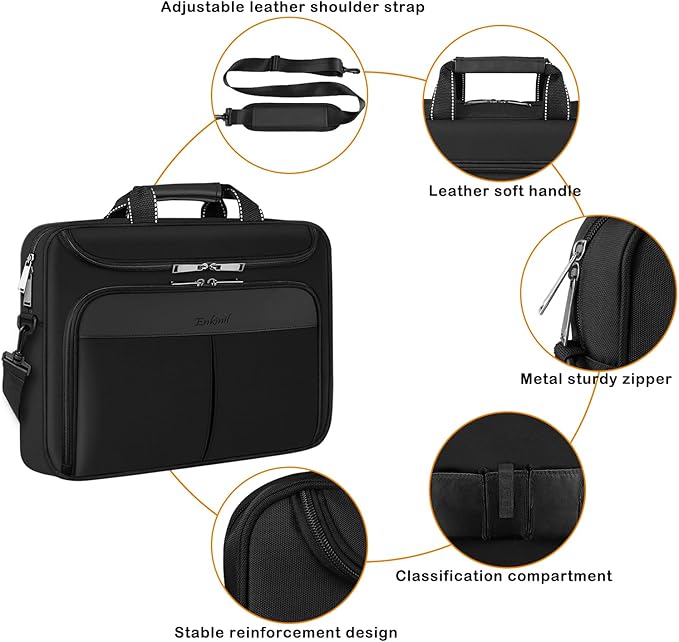 17 inch Waterproof Protective Laptop Messenger Briefcase with Adjustable Shoulder Strap, Men Women Travel/Business Bag Compatible with HP ZBook,ThinkPad,DELL Inspiron