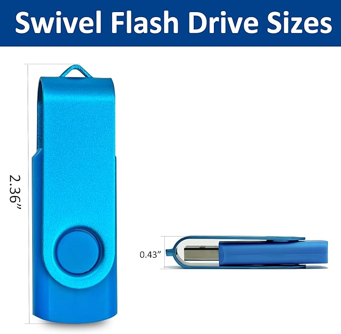 USB Drive 1GB USB 2.0 Flash Drive 10 Pack Nicepicten Pendrive Swivel Thumb Zip Jump Flash Drives USB Memory Stick Thumbdrive Flashdrive Ideal for Home Office Shared Data Storage Blue 1GB