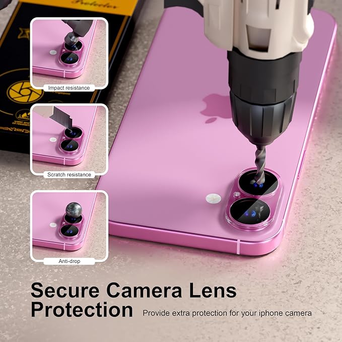 beuxece for 6 Pack iPhone 16 / iPhone 16 Plus Camera Lens Protector [Drop Protection] [Case Friendly] [Easy Installation] 9H Tempered Glass Camera Screen Protector Cover Accessories, Clear