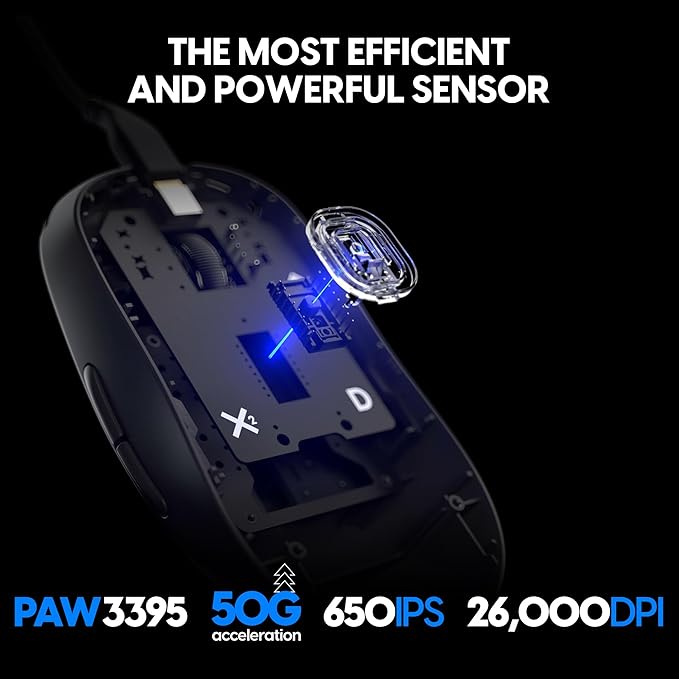 Pulsar Gaming Gears X2 Wired Gaming Mouse, Ultra Lightweight, Optical Switch, 26000 DPI, Motion Sync, PAW3395 Sensor (Medium, Wired, Black)