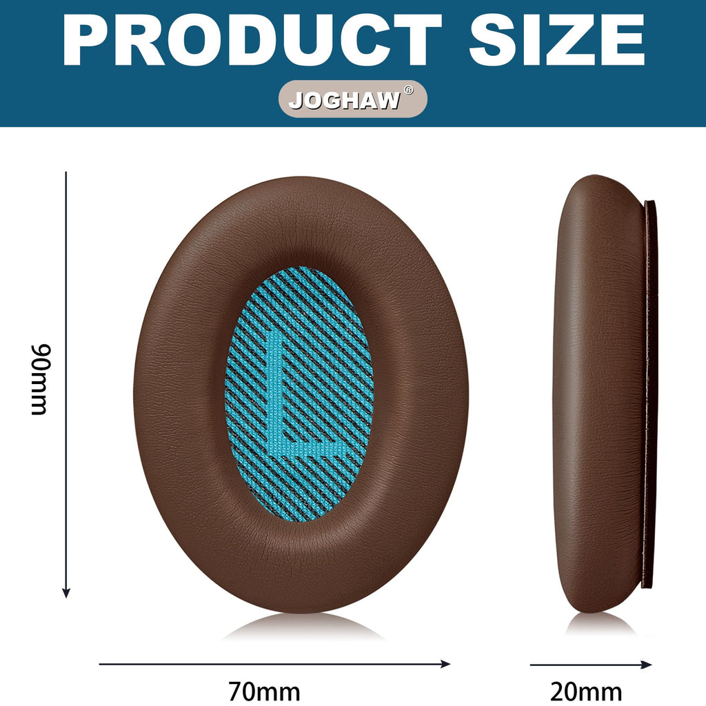 Joghaw Headphones Replacement Ear Pads, Protein Leather earpad Cushions for Bose AE2/QC15/QuietComfort QC25 Headphones, Replacement Earpads, Softer Memory Foam - Brown