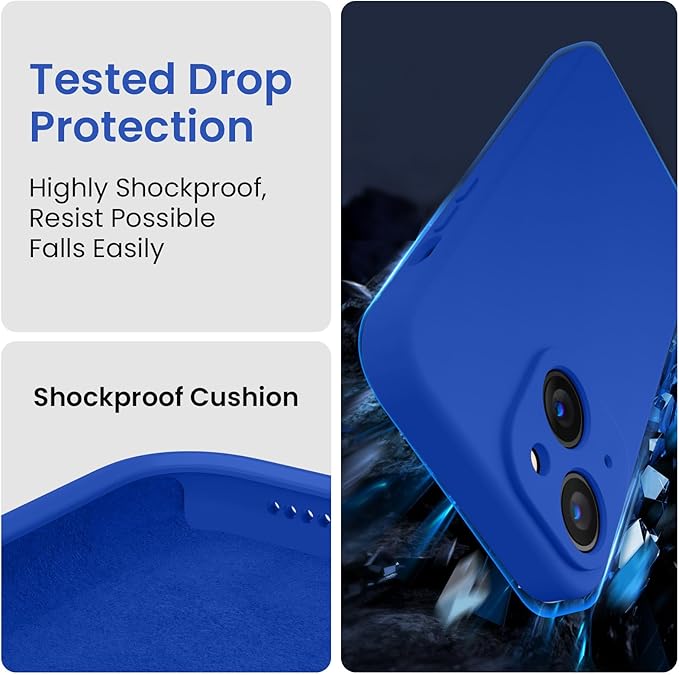 FireNova Designed for iPhone 14 Case, Silicone Upgraded [Camera Protection] Phone Case with [2 Screen Protectors], Soft Anti-Scratch Microfiber Lining Inside, 6.1 inch, Klein Blue