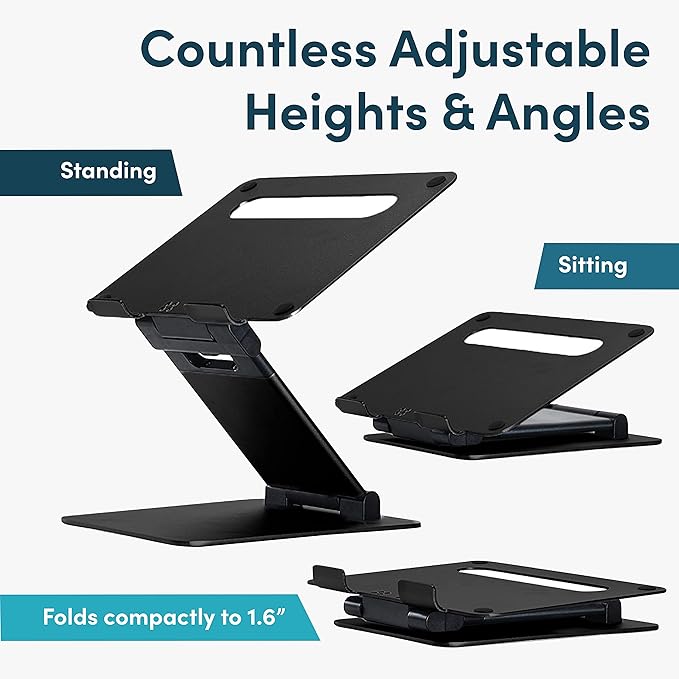 Ergonomic Adjustable Laptop Riser - Fits 10-17 Inch Laptops & MacBooks - Portable Desk Stand