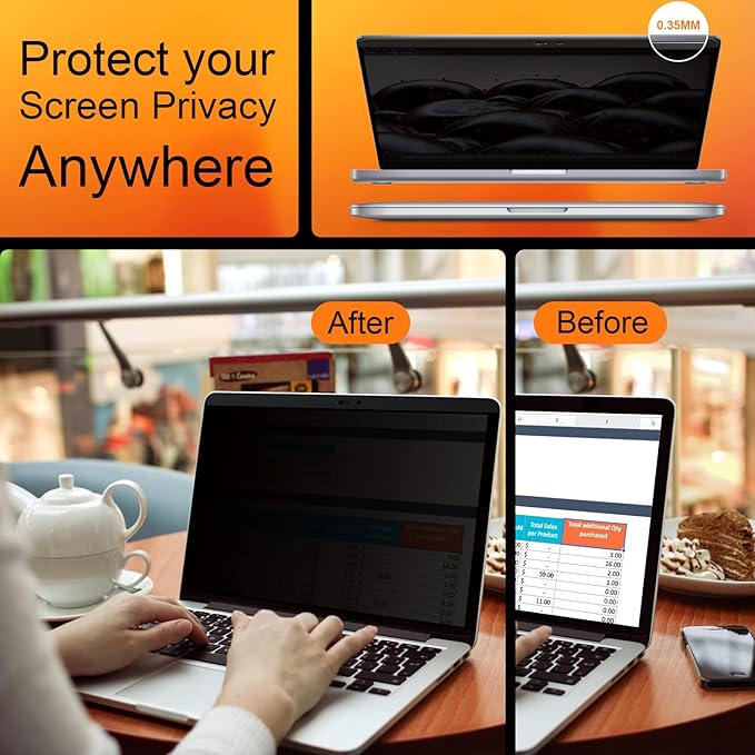 Mamol Privacy Screen MacBook Air 13 Inch (2010-2017), Magnetic Removable Anti Blue Light Glare Filter Anti Spy Screen Protector with Camera Cover for Apple Mac 13'' Laptop (A1369, A1466)