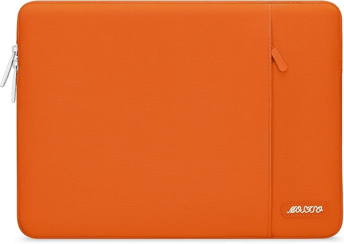 MOSISO Laptop Case 13.3 inch, 13-13.3 inch Laptop Sleeve Compatible with MacBook Air/Pro 13 / Pro 14, HP Dell ASUS Lenovo Notebook, Polyester Vertical Computer Sleeve Bag with Pocket, Orange