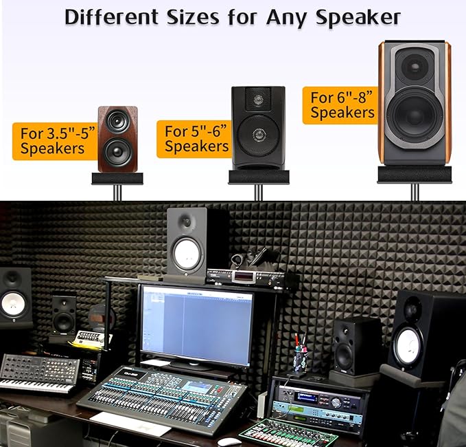 2 Pack Studio Monitor Isolation Pads for Large Speakers 6.5 7 8 Inches Sound Insulation Studio Foam Prevents Vibrations Acoustic Speaker Isolation Pad High Density Fits Most Stands