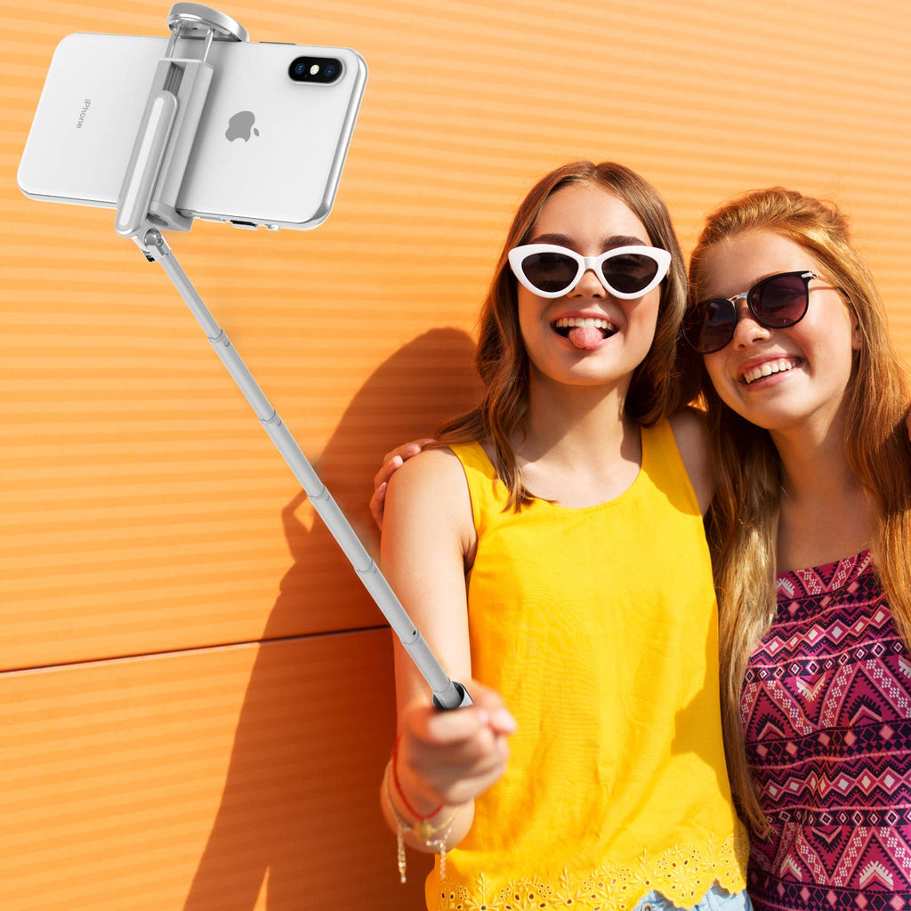 ATUMTEK Selfie Stick Tripod, 3-in-1 Extendable Aluminum Phone Tripod with Detachable Bluetooth Remote, Compatible with iPhone 17/16/15/14/13/12/11/11 Pro/XS Max/XR and Samsung Smartphones, White