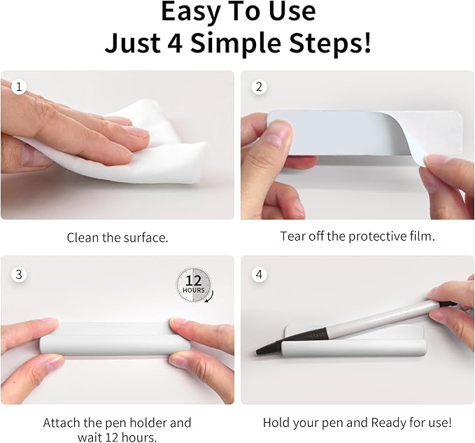 ELETIUO Pencil Holder For Most Pens,Pencils,Self-Adhesive Stick To Notebooks,Diary,Desks,Whiteboards Or Any Surface,Silicone Pen Holder For Home,Office And Desk Organization,White