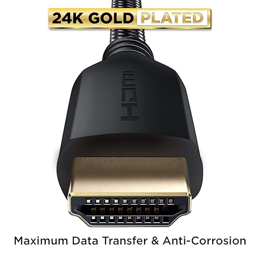 PowerBear 4K HDMI Cable 25 ft [2 Pack] High Speed, Braided Nylon & Gold Connectors, 4K @ 60Hz, Ultra HD, 2K, 1080P, ARC & CL3 Rated | for Laptop, Monitor, PS5, PS4, Xbox One, Fire TV, Apple TV & More