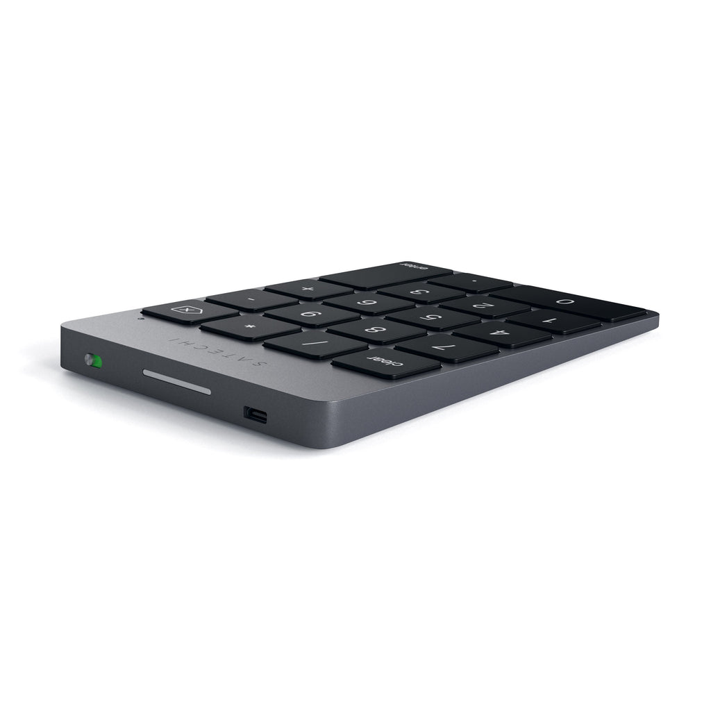 Satechi Slim Aluminum Bluetooth Keypad, Wireless Number Pad with 18 Keys, Micro USB Rechargeable Numpad, External Number Pad for MacBook Air/Pro/Neo, iPad Air/Pro, iMac, PC - Space Gray