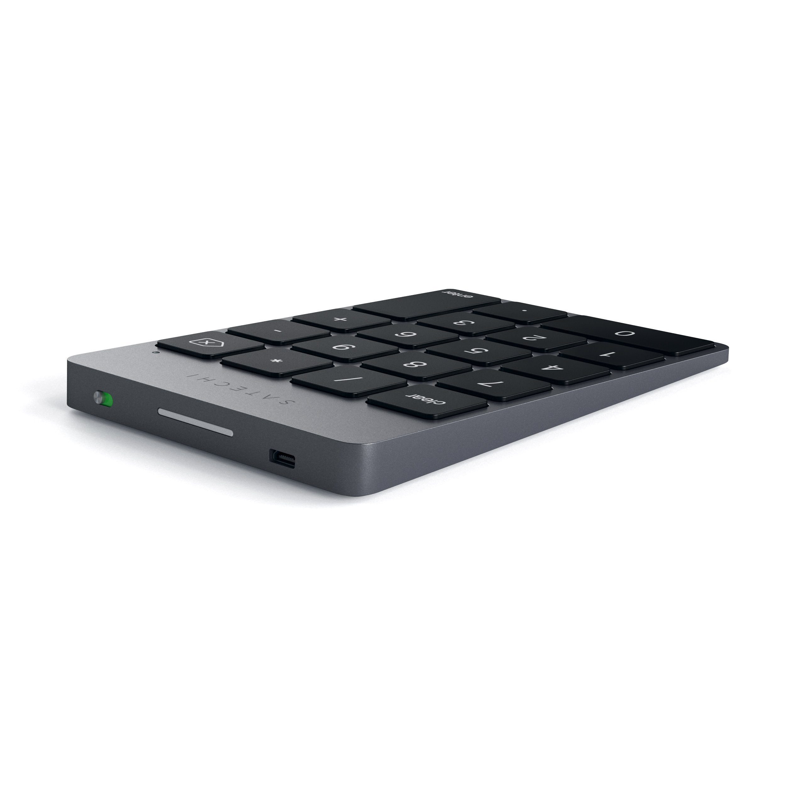 Satechi Slim Aluminum Bluetooth Keypad, Wireless Number Pad with 18 Keys, Micro USB Rechargeable Numpad, External Number Pad for MacBook Air/Pro/Neo, iPad Air/Pro, iMac, PC - Space Gray