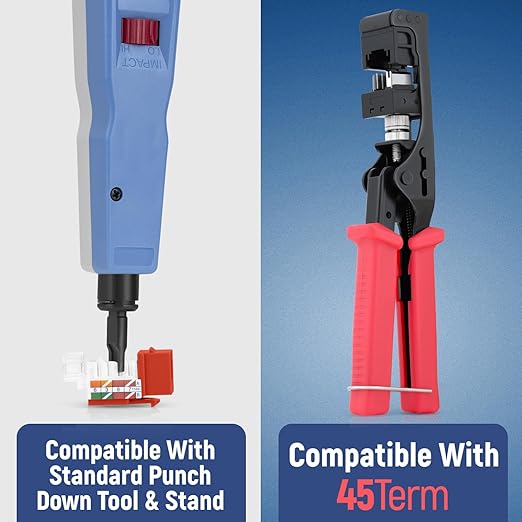 Everest 45° Angled RJ45 Cat6 Keystone Jacks 10-Pack in Orange - Slim Profile Female RJ45 Connectors - Cat 6 Keystone Jack - Compatible with 45° Angled Speed Termination Tool - 45Term (B0BL3GS7ZY)