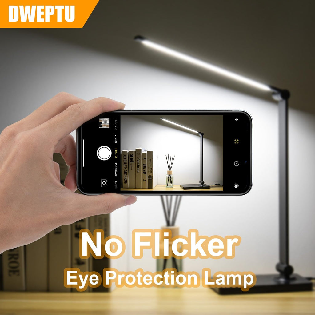 DWEPTU Rechargeable Desk Lamp, Adjustable, 3 Brightness, USB Charging Port