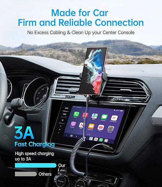 USB C to C Cable for Car 3FT&5FT, 100W Coiled USB C Fast Charging Cable for iPhone 16 Short USB Type C Cable for iPhone 15/Pro/Plus/Pro Max/Samsung Galaxy S23, Compatible All Type C Devices-Black